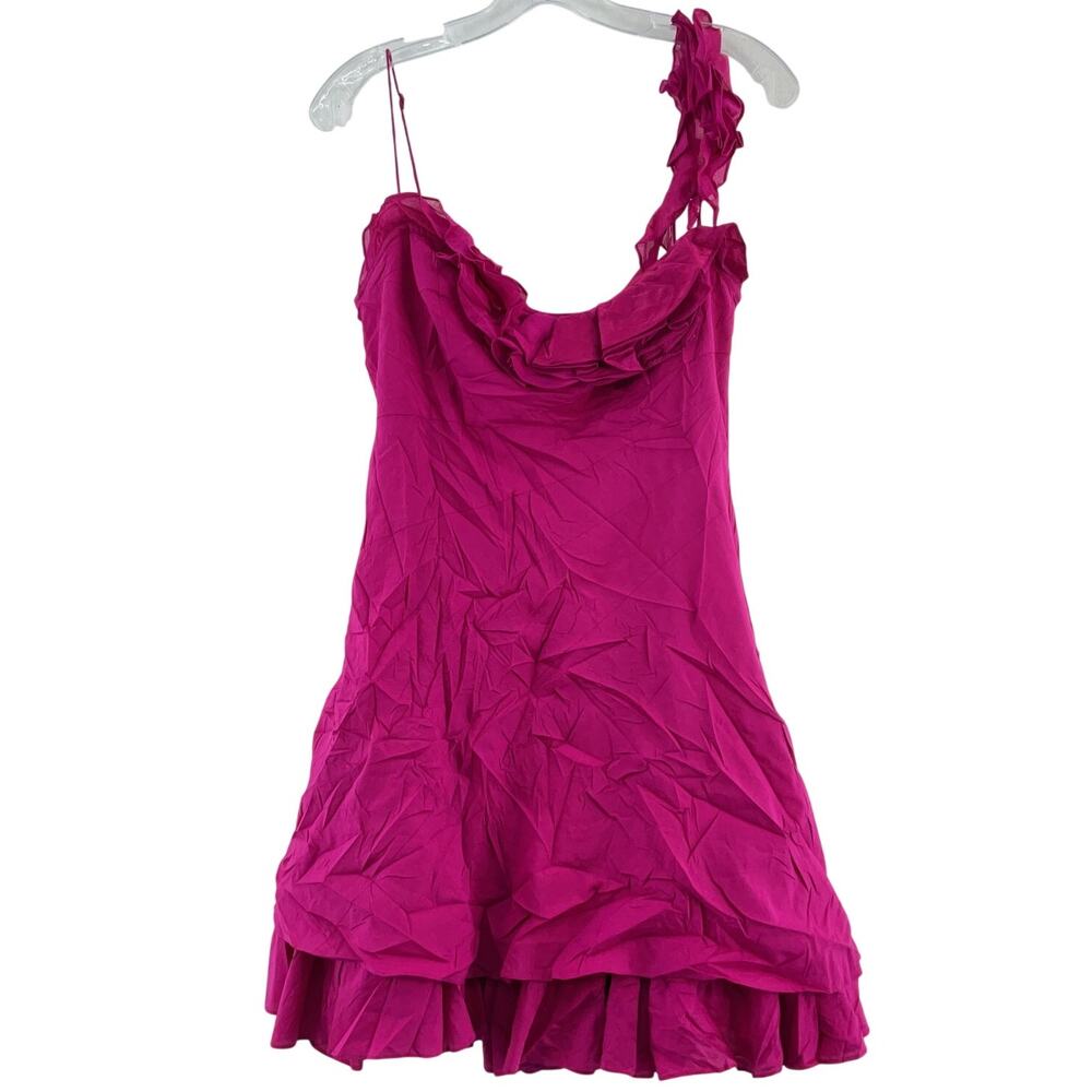 Karen Millen Fuchsia Ruffled One-Shoulder Dress